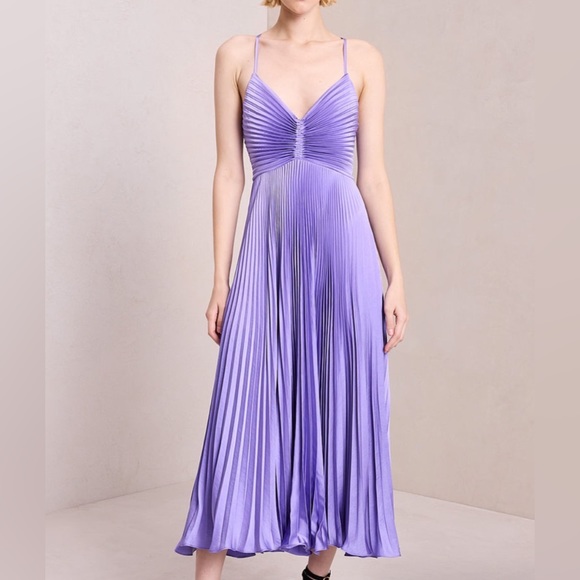 alc purple pleated dress Romy Pleated Satin Gown
